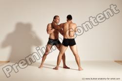 Underwear Fighting Man - Man White Muscular Short Brown Multi angles poses Academic